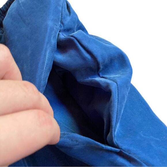 Womens Vintage 90s Beautex 100% Silk Blue Track Windbreaker Pants Size Medium - Picture 8 of 16